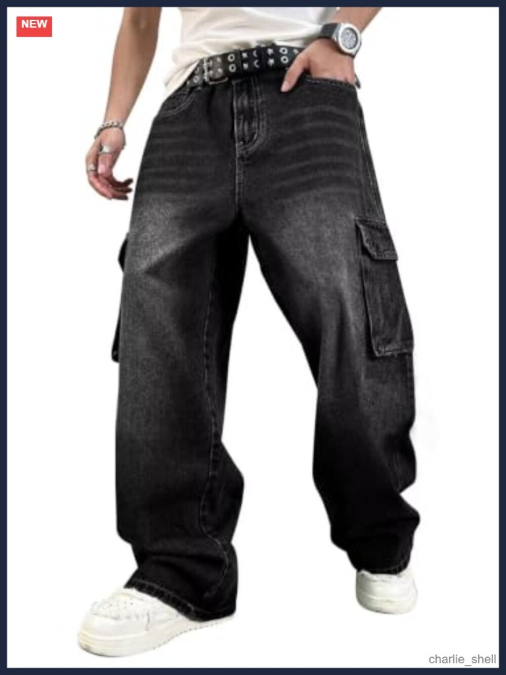 Y2K Baggy Wide Leg Cargo Jeans - 85% Cotton, Loose Fit Unisex Denim Pants